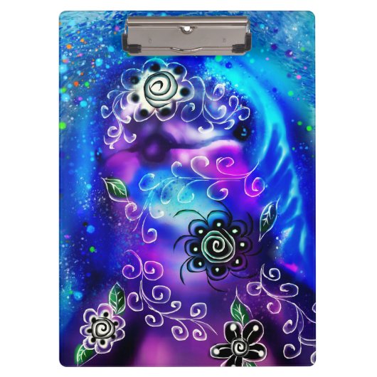 Whimsical Dolphin Blue Aquamarin Coastal Nautic Klemmbrett (Vorderseite)