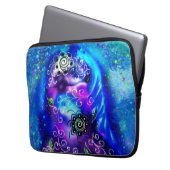 Whimsical Dolphin Blue Aquamarin Coastal Nautic Laptopschutzhülle (Vorderseite Links)