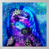 Whimsical Dolphin Blue Aquamarin Coastal Nautic Poster (Vorne)