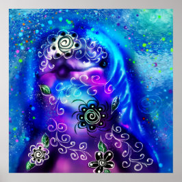 Whimsical Dolphin Blue Aquamarin Coastal Nautic Poster