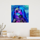 Whimsical Dolphin Blue Aquamarin Coastal Nautic Poster (Küche)