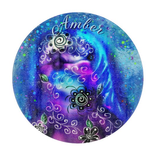 Whimsical Dolphin Blue Aquamarin Coastal Nautic Schneidebrett (Vorderseite)