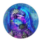 Whimsical Dolphin Blue Aquamarin Coastal Nautic Schneidebrett (Vorderseite)