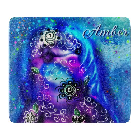 Whimsical Dolphin Blue Aquamarin Coastal Nautic Schneidebrett (Vorderseite)