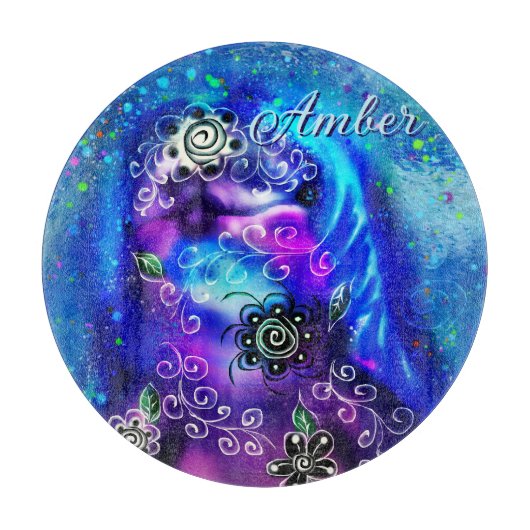 Whimsical Dolphin Blue Aquamarin Coastal Nautic Schneidebrett (Vorderseite)