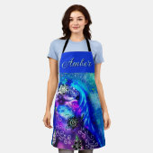 Whimsical Dolphin Blue Aquamarin Coastal Nautic Schürze (Getragen)
