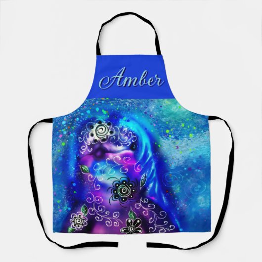 Whimsical Dolphin Blue Aquamarin Coastal Nautic Schürze (Vorderseite)