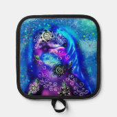 Whimsical Dolphin Blue Aquamarin Coastal Nautic Topflappen (Vorderseite)