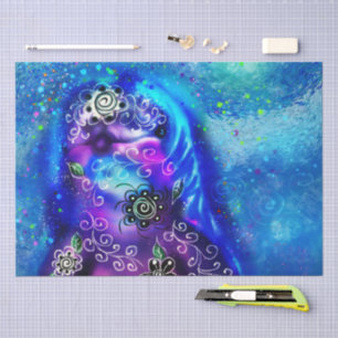 Whimsical Dolphin Blue Aquamarin Nautic Decoupage Seidenpapier