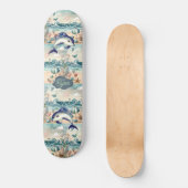 Whimsical Dolphin Boho Ocean Waves Beach Tropical Skateboard (Vorderseite)