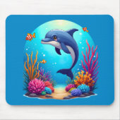 Whimsical Dolphin in einem lebendigen Korallenriff Mousepad (Vorne)