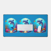 Whimsical Dolphin in einem lebendigen Korallenriff Schreibtischunterlage (Tastatur & Maus)
