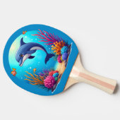 Whimsical Dolphin in einem lebendigen Korallenriff Tischtennis Schläger (Seitenansicht)