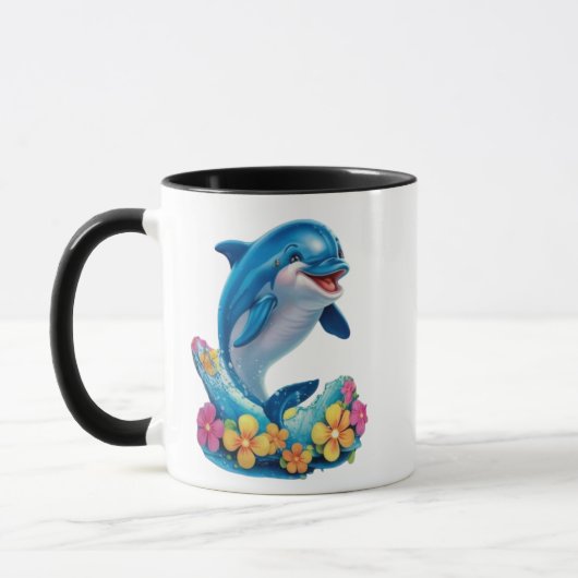 Whimsical Dolphin Splash Tasse (Links)