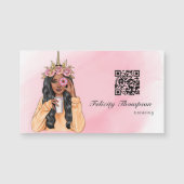 Whimsical Donut Unicorn Lady Food Catering QR Code Magnetkarte (Vorderseite)