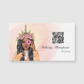Whimsical Donut Unicorn Lady Food Catering QR Code Magnetkarte (Vorderseite)