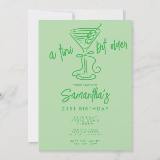 Whimsical Doodle A Tini Bit Older 21st Birthday Einladung (Vorderseite)