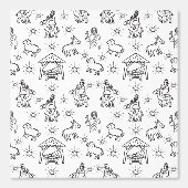 Whimsical Doodle Baby Jesus Manger Szene Tapete (Vorderseite)