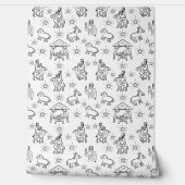 Whimsical Doodle Baby Jesus Manger Szene Tapete (Abrollen)