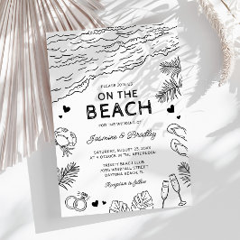 Whimsical Doodle Beach Hochzeit Einladung