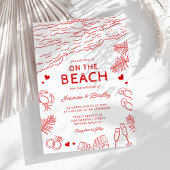 Whimsical Doodle Beach Hochzeit Einladung