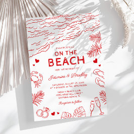 Whimsical Doodle Beach Hochzeit Einladung