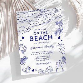 Whimsical Doodle Beach Hochzeit Einladung