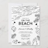 Whimsical Doodle Beach Hochzeit Einladung (Vorderseite)