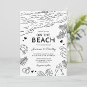 Whimsical Doodle Beach Hochzeit Einladung (Stehend Vorderseite)