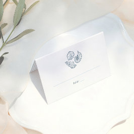 Whimsical Doodle Blue Wedding Guest Table Number Platzkarte