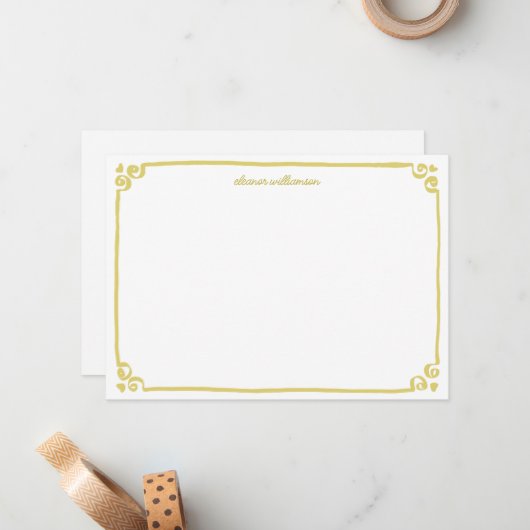 Whimsical Doodle Border Personalized Stationery Mitteilungskarte (Vorderseite/Rückseite Beispiel)