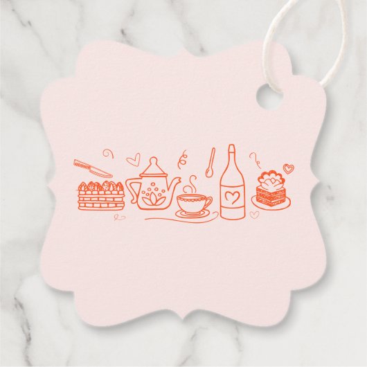 Whimsical Doodle Brautparty Tee Geschenkanhänger (Rückseite)