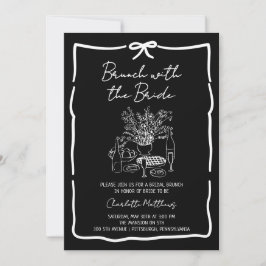 Whimsical Doodle Brunch with the Bride Red Pink  I Einladung