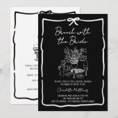 Whimsical Doodle Brunch with the Bride Red Pink  I Einladung (Vorne/Hinten)