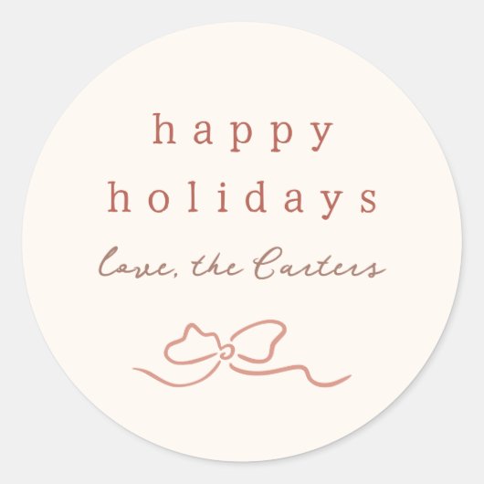 Whimsical Doodle Christmas Bow Runder Aufkleber (Vorderseite)