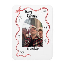 Whimsical Doodle Christmas Card with Photo Magnet
