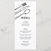 Whimsical Doodle Cutlery Wedding Menu Menükarte (Vorderseite)