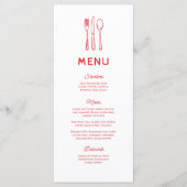 Whimsical Doodle Cutlery Wedding Menu Menükarte (Vorderseite)