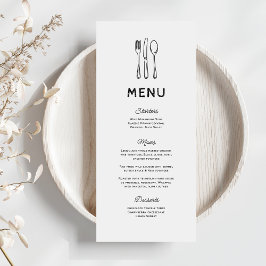 Whimsical Doodle Cutlery Wedding Menu Menükarte