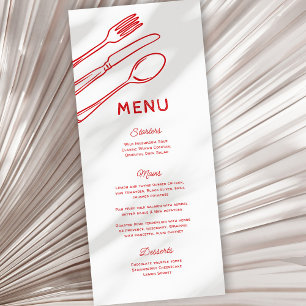 Whimsical Doodle Cutlery Wedding Menu Menükarte