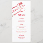 Whimsical Doodle Cutlery Wedding Menu Menükarte (Vorderseite)
