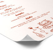 Whimsical Doodle Food Drawing Wedding Poster (Ecke)