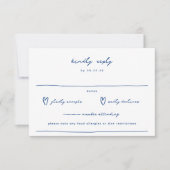 Whimsical Doodle French Blue Wedding RSVP Karte (Vorderseite)