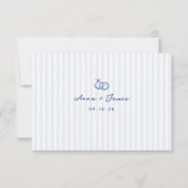 Whimsical Doodle French Blue Wedding RSVP Karte (Rückseite)