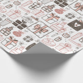 Whimsical Doodle Geschenke Zeichnend Rosa Weihnach Geschenkpapier (Ecke)