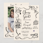 Whimsical Doodle Graduation Party Einladung (Vorne/Hinten)