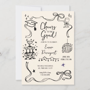 Whimsical Doodle Graduation Party Einladung