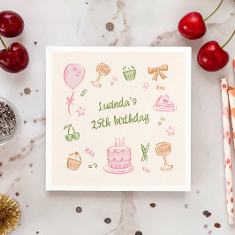 Whimsical Doodle Hand Drawing Geburtstagspartei Serviette