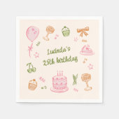 Whimsical Doodle Hand Drawing Geburtstagspartei Serviette (Vorderseite)