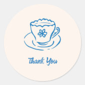 Whimsical Doodle Hand Drawn Tee Cup Danke Runder Aufkleber (Vorderseite)